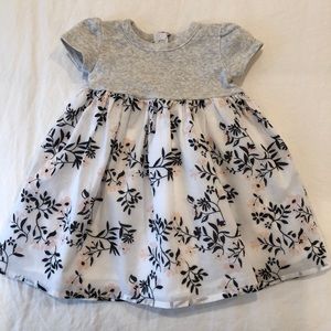Organic baby dress/ black, gray, white and pink